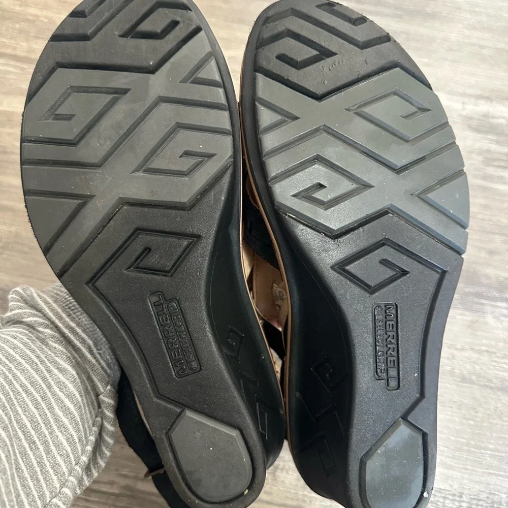 Merrell Sirah Cloak Wedge Black Grain Leather Shoe